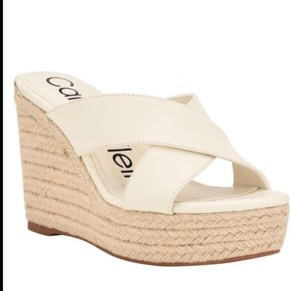 Calvin Klein Shoes - CALVIN KLEIN WOMEN’S WEDGE SANDALS IN CREAM NWOT SIZE SIX (6) SLIP ON ECHO